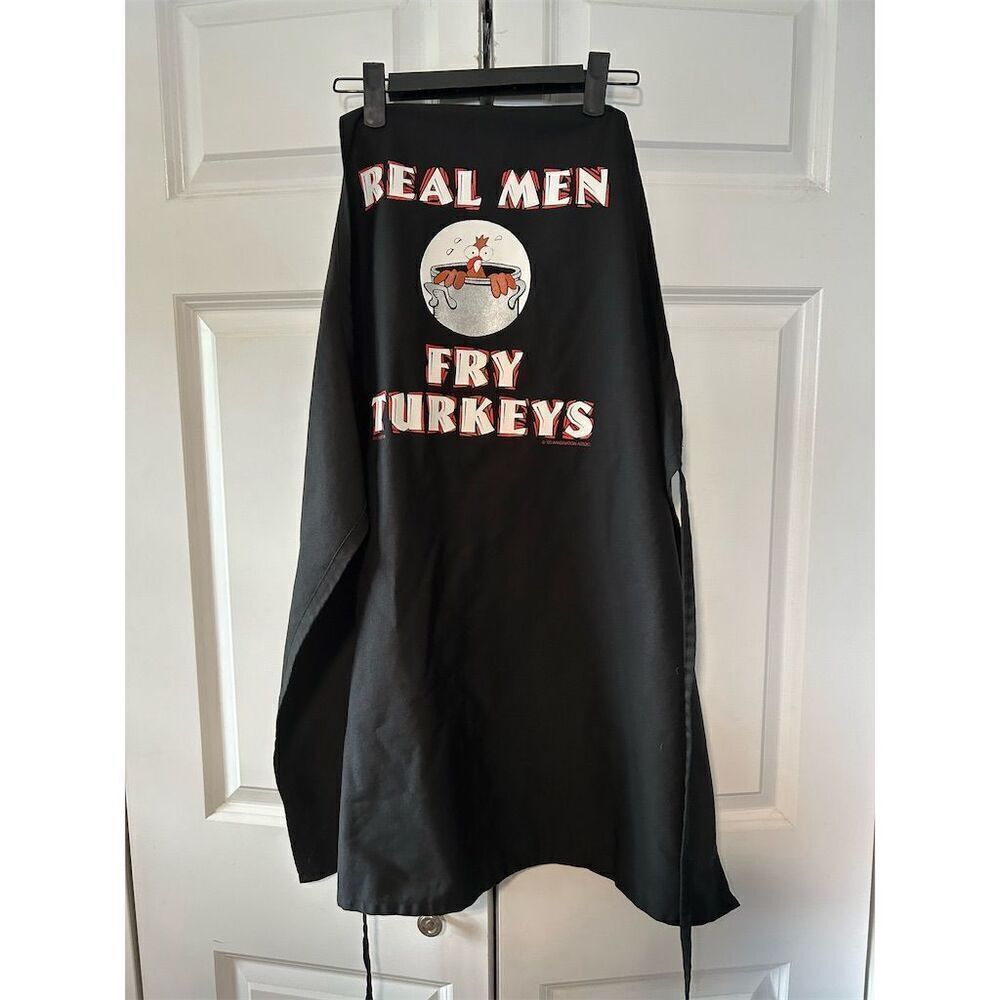 Real Men Fry Turkeys Apron Black Thanksgiving Cooking Unisex Adults